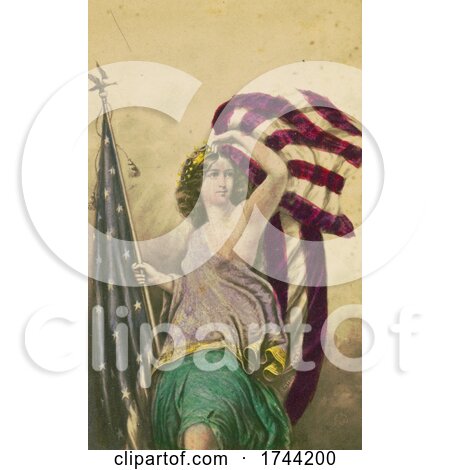 The Goddess of Liberty Columbia with an American Flag by JVPD