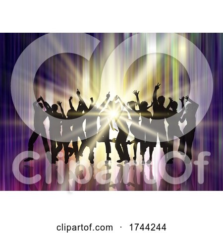 Silhouette of a Party Crowd on Starburst Background by KJ Pargeter