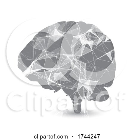 Abstract Background with Low Poly Design on Brain Silhouette by KJ Pargeter
