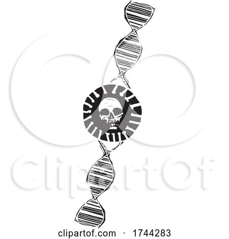 Genetic Defect Skull and DNA Strand by xunantunich