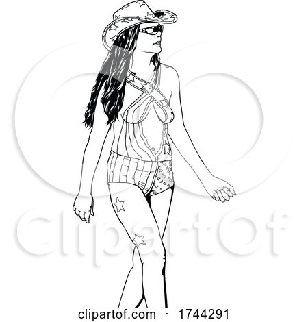 Black and White Patriotic Woman by dero