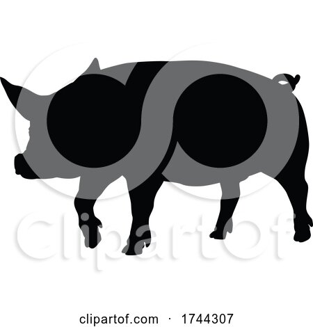 Pig Silhouette Farm Animal by AtStockIllustration