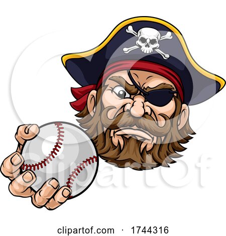 Pirate Baseball Ball Sports Mascot Cartoon by AtStockIllustration