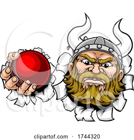 Viking Cricket Ball Sports Mascot Cartoon by AtStockIllustration