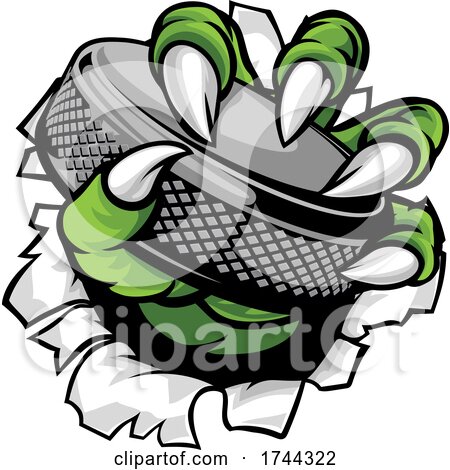 Ice Hockey Puck Claw Monster Sports Hand by AtStockIllustration