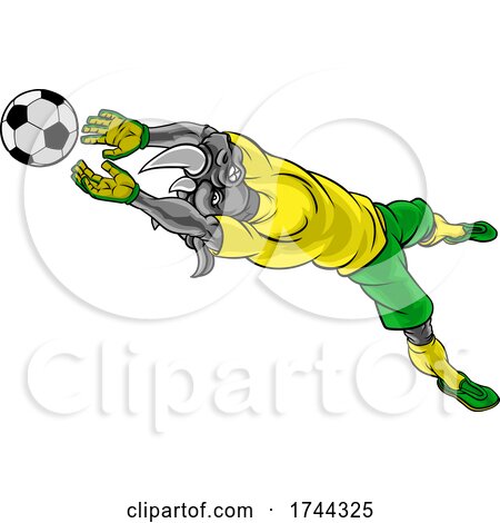 Rhino Soccer Football Player Animal Sports Mascot by AtStockIllustration