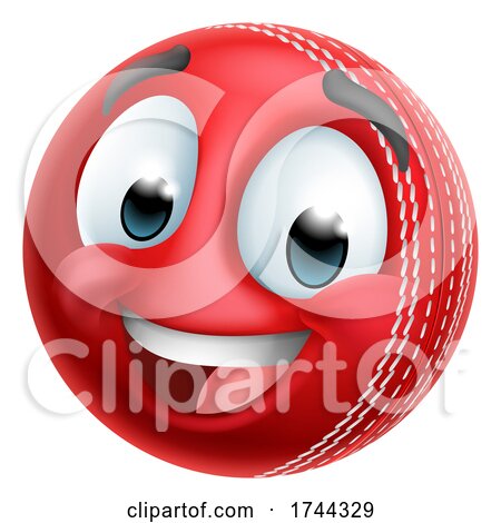 Cricket Ball Emoticon Face Emoji Cartoon Icon by AtStockIllustration