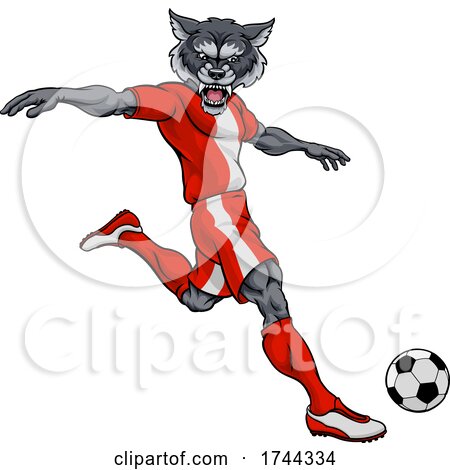 Wolf Soccer Football Player Animal Sports Mascot by AtStockIllustration