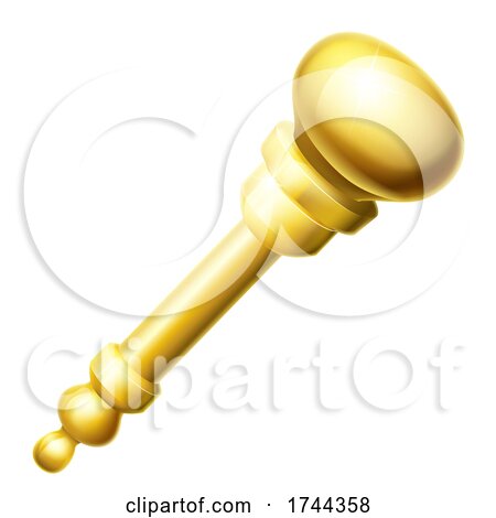 Gold Royal Sceptre Cartoon Icon by AtStockIllustration