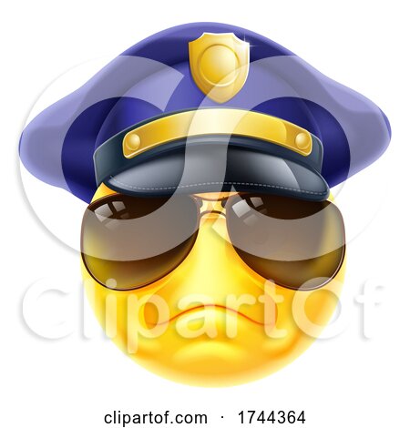 Angry Policeman Emoticon Emoji Face Cartoon Icon by AtStockIllustration