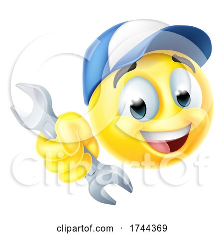 Mechanic or Plumber Spanner Emoticon Emoji Icon by AtStockIllustration