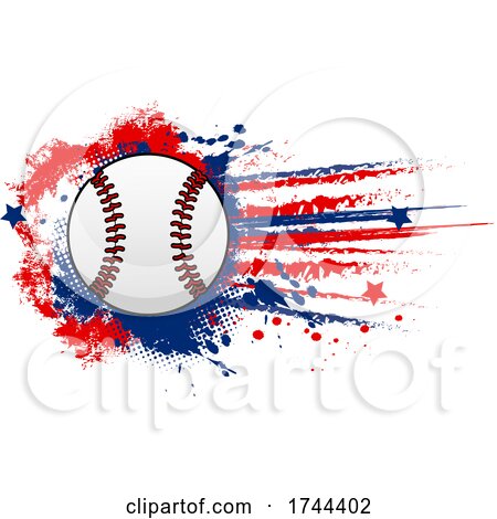 Baseball with American Stars and Grunge by Vector Tradition SM