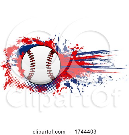 Baseball with American Stars and Grunge by Vector Tradition SM