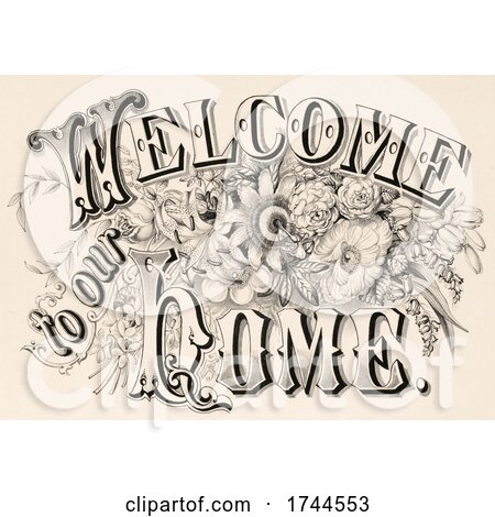 Vintage Welcome to Our Home Design with Flowers by JVPD