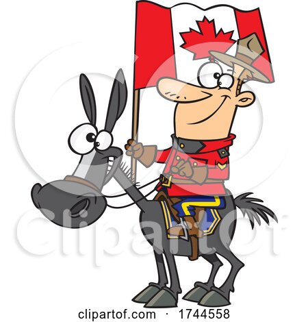 Cartoon Mountie on Horseback by toonaday