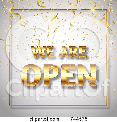 Glittery Gold We Are Open Sign by KJ Pargeter