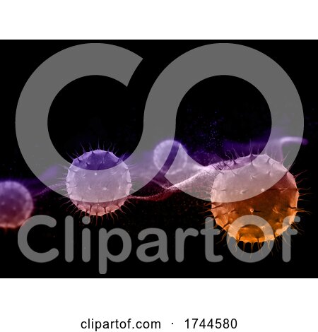 3D Abstract Medical Background with Virus Cells on Particles Design by KJ Pargeter