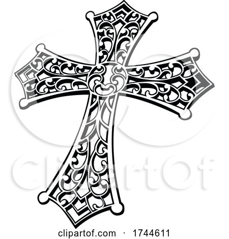 Black and White Ornamental Cross by dero