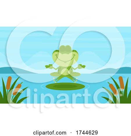 Relaxed Meditating Frog on a Lake by Hit Toon