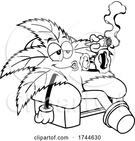 Cannabis Marijuana Pot Plant Mascot Smoking a Joint by Hit Toon