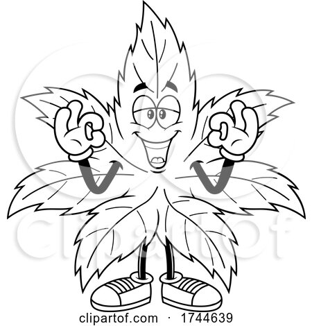 Cannabis Marijuana Pot Leaf Mascot Gesturing OK with Both Hands by Hit Toon