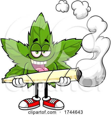 Cannabis Marijuana Pot Leaf Mascot Holding a Giant Doobie by Hit Toon