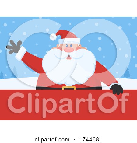 Santa Waving over Blank Space by Hit Toon