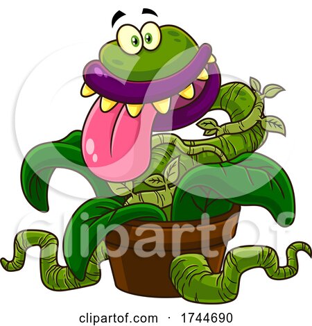 Cartoon Carnivorous Plant Sticking Its Tongue out by Hit Toon
