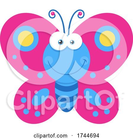 Happy Blue and Pink Butterfly by Hit Toon