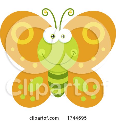 Happy Green and Yellow Butterfly by Hit Toon