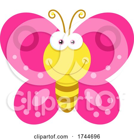 Happy Yellow and Pink Butterfly by Hit Toon