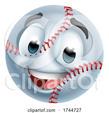 Baseball Ball Emoticon Face Emoji Cartoon Icon by AtStockIllustration