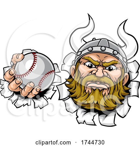 Viking Baseball Ball Sports Mascot Cartoon by AtStockIllustration
