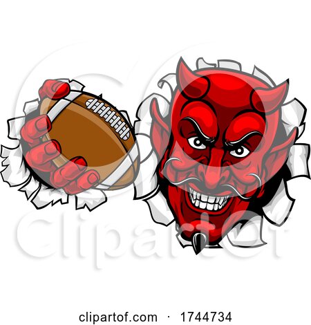 Devil American Football Sports Mascot Cartoon by AtStockIllustration
