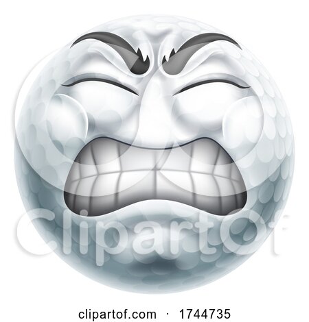 Angry Mad Golf Ball Hate Emoticon Cartoon Face by AtStockIllustration