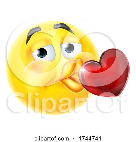 Kissing Heart Cartoon Emoticon Emoji Icon Face by AtStockIllustration