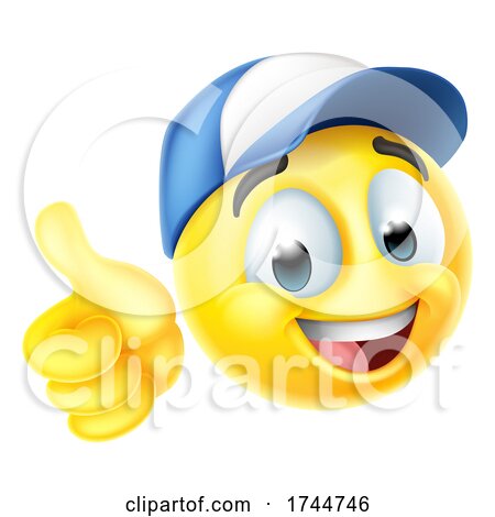 Cartoon Emoji Emoticon Face Wearing a Cap Hat by AtStockIllustration