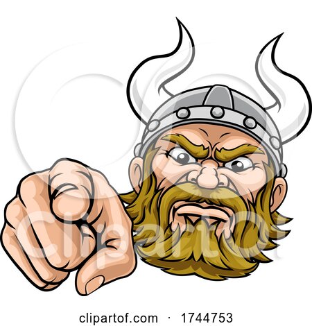 Viking Pointing Finger at You Mascot Cartoon by AtStockIllustration