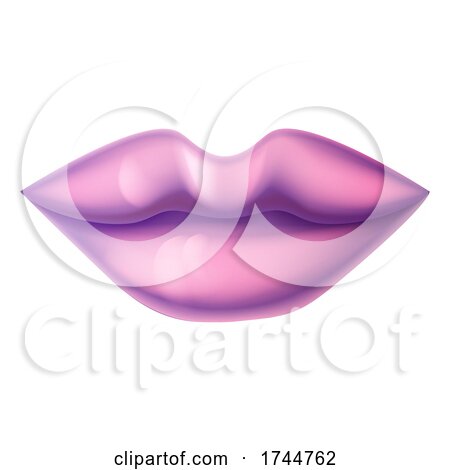 Close up Pair of Cartoon Lips with Lipstick by AtStockIllustration