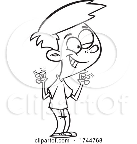 Cartoon Black and White Boy Gesturing Air Quotes by toonaday