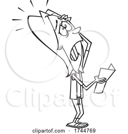 Cartoon Black and White Woman Reading Bad Grades from a Report Card by toonaday