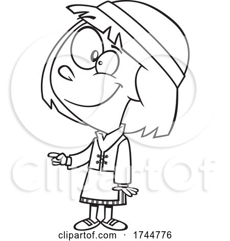 Cartoon Black and White Finnish Girl by toonaday