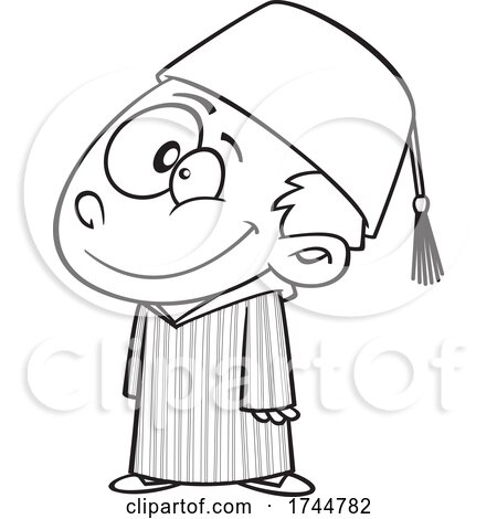 Cartoon Black and White Moroccan Boy by toonaday