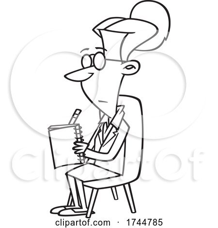 Cartoon Black and White Female Psychiatrist Taking Notes by toonaday
