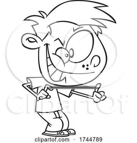 Cartoon Black and White Boy Aiming a Rubber Band by toonaday