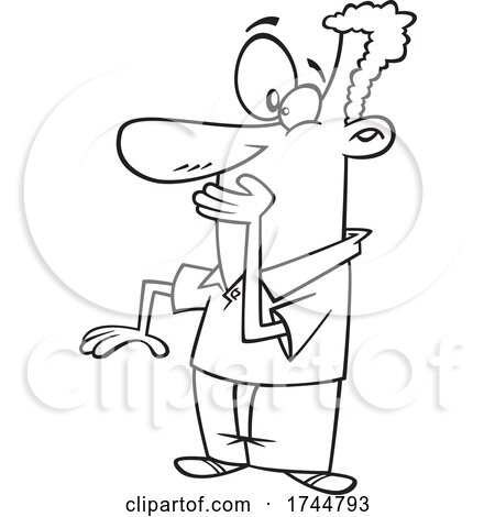 Cartoon Black and White Man Covering His Mouth by toonaday