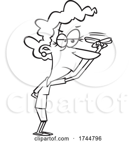 Cartoon Black and White Woman Gesturing That She Is Watching by toonaday