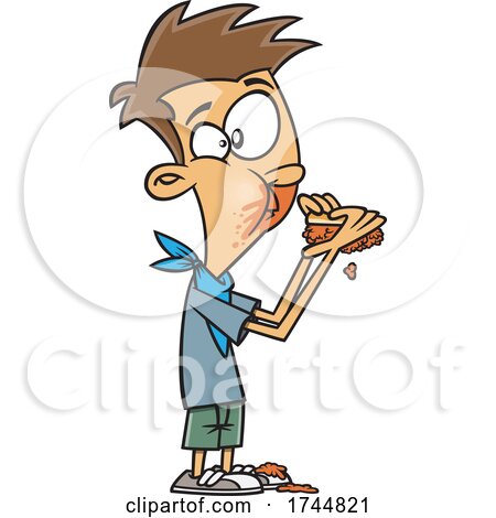 Cartoon Boy Eating Sloppy Joes by toonaday