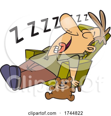 Cartoon Exhausted Dad or Uncle Sleeping in a Chair by toonaday
