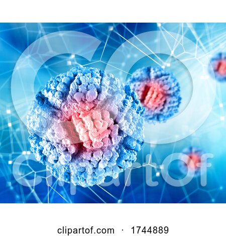 3D Medical Abstract Background with Virus Cells by KJ Pargeter